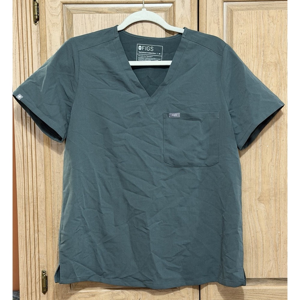 FIGS Scrub Shirt Top Women's Med Blue Gray Catarina Technical Collection Nurse